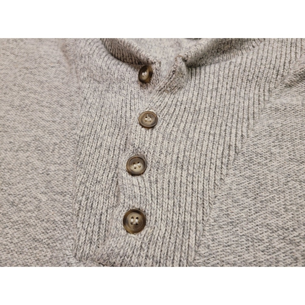 Fieldmaster Henley Sweater Mens 2XL Gray Vintage Cotton Knit Made in USA 90s - Picture 9 of 16